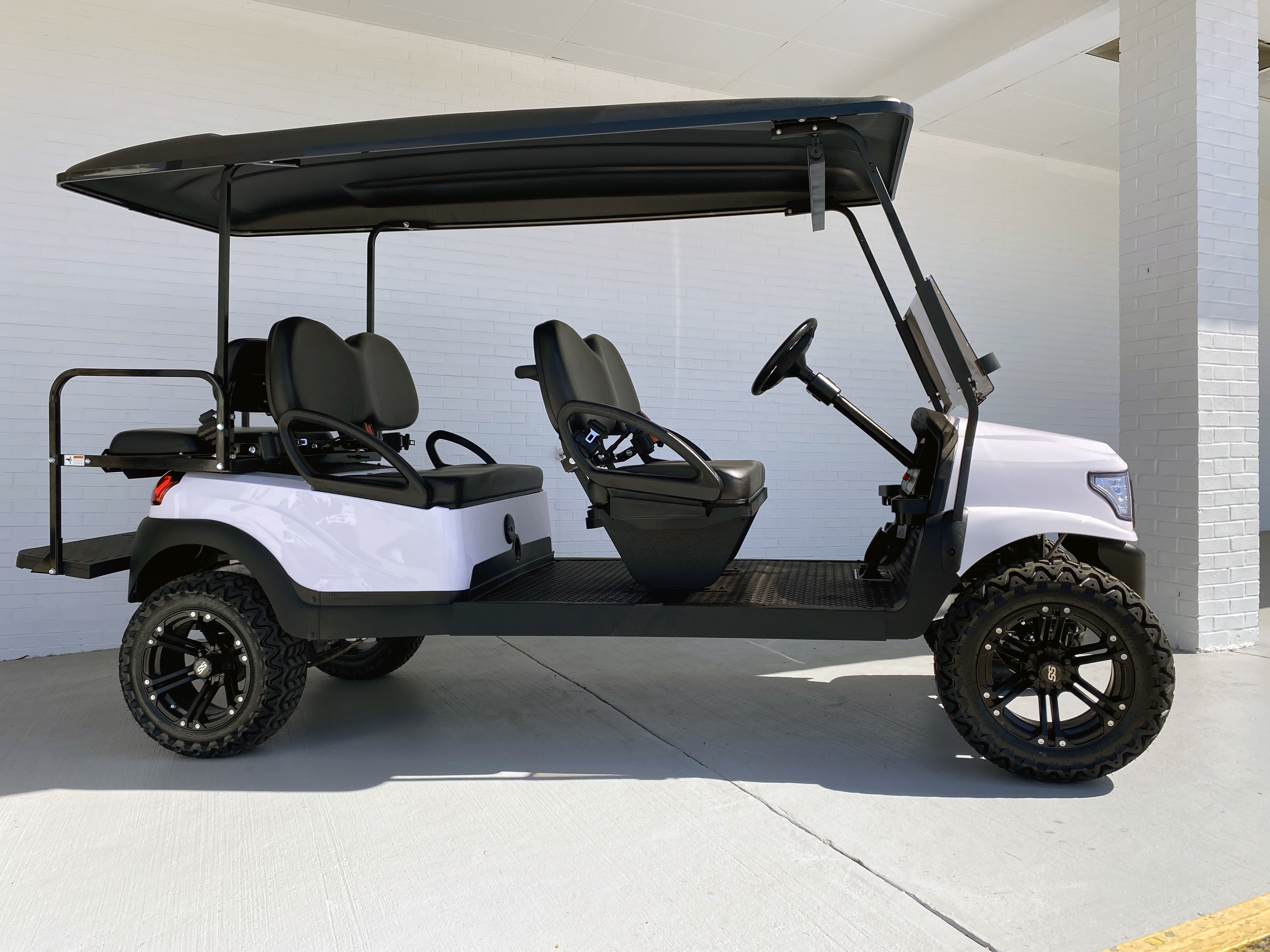 White Alpha Lifted 6 Passenger Limo Club Car Golf Cart
